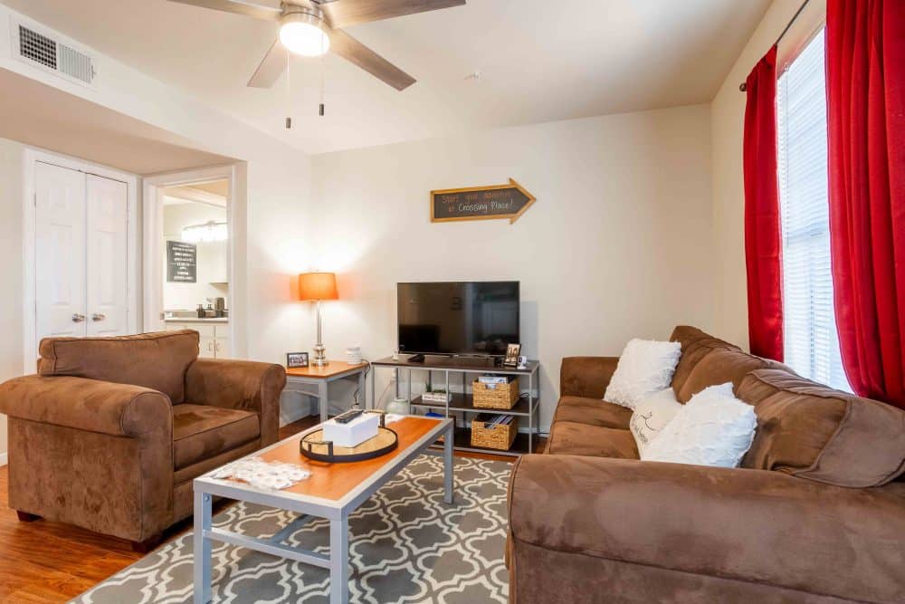 crossing place college station off campus apartments near texas a and m fully furnished living room