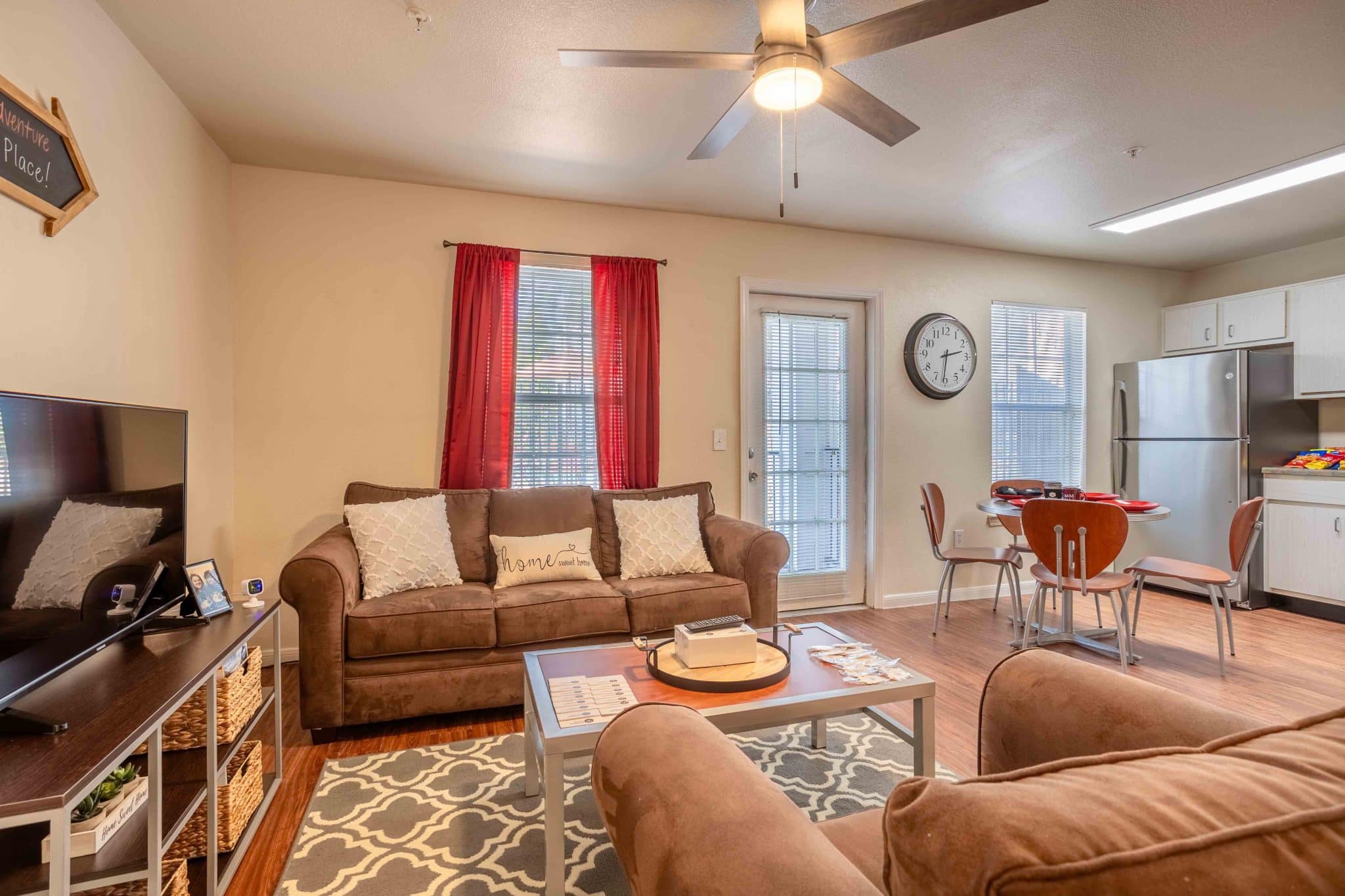 crossing place college station off campus apartments near texas a and m fully furnished living room kitchen common area